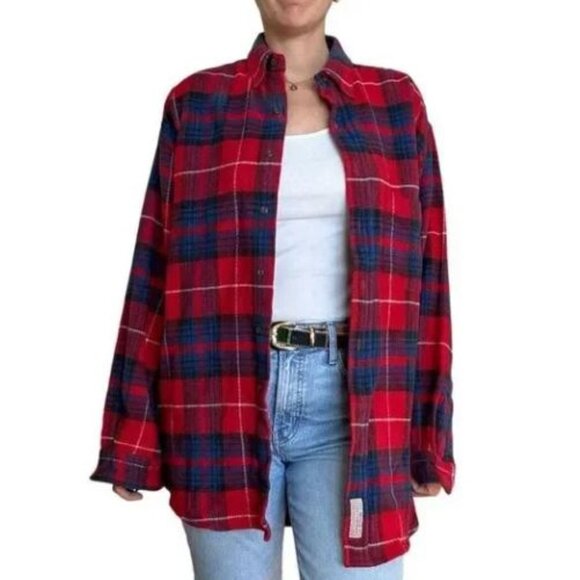 Abercrombie & Fitch Men's Vintage Y2K Big Shirt Plaid Large Red Thick Corduroy - Picture 12 of 12